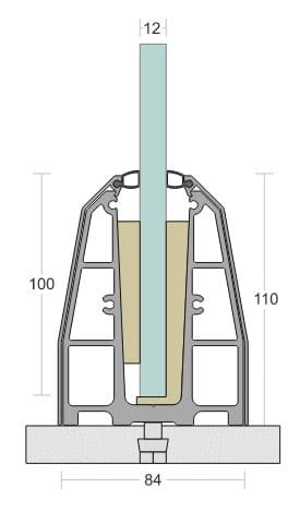 SD 30 Continuous Profile System Aluminum Glass Railing Base Profile for Balcony and Staircase, Indoor and Outdoor Top Mount Design, Durable Finish, Easy Installation for Modern Projects